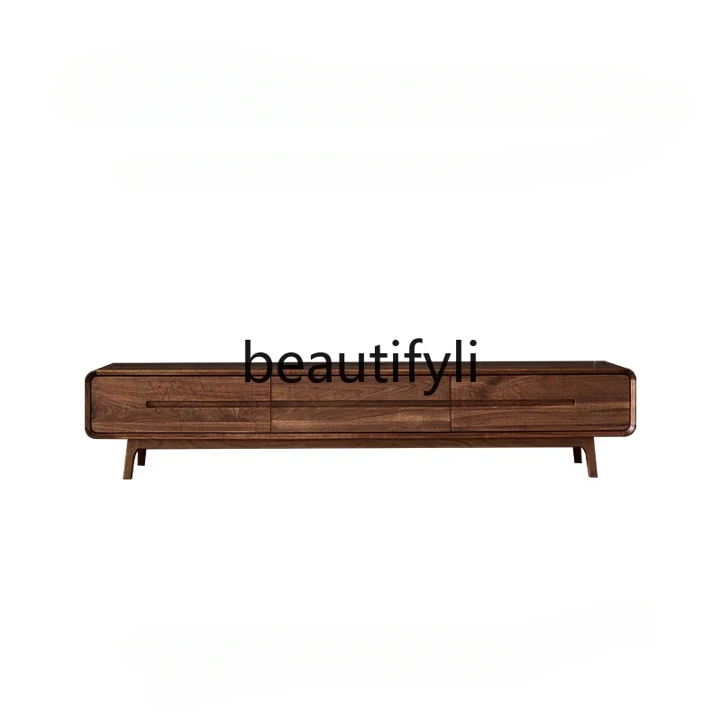 

CC North American black walnut solid wood TV cabinet Nordic simple locker living room creativity