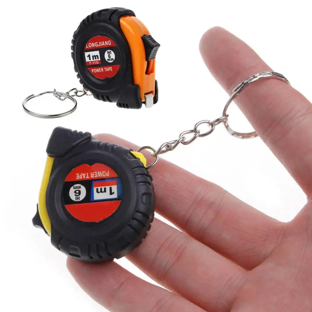 Mini herramienta de medición de bolsillo, regla retráctil, cinta métrica de acero, llavero, 1m