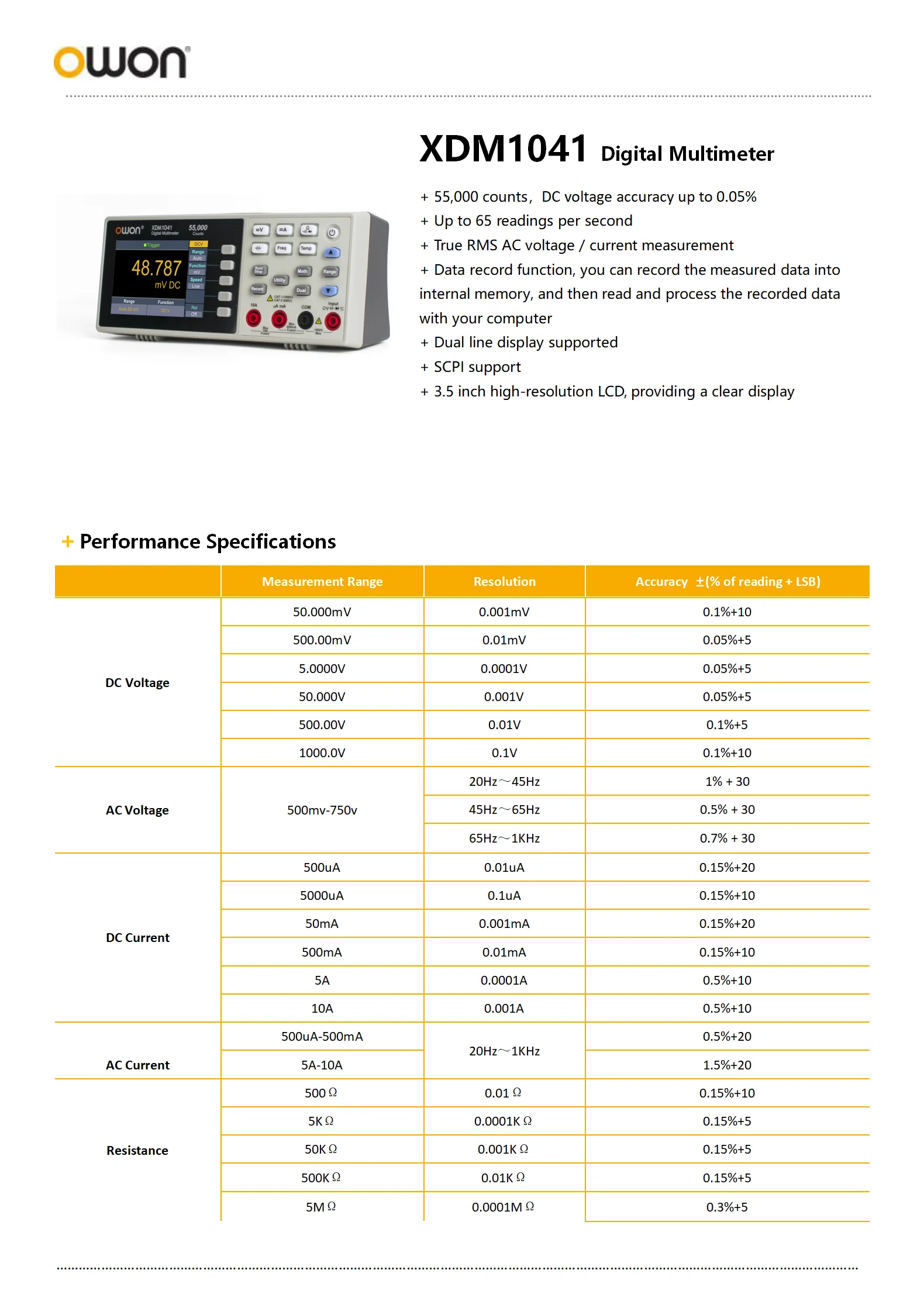OWON XDM1041 XDM1241 4 1/2 Digitalmultimeter Tragbare Tischgerät True RMS DC/AC Strom Spannung USB Multimetro Tester Messgerät SCPI – Detail 13