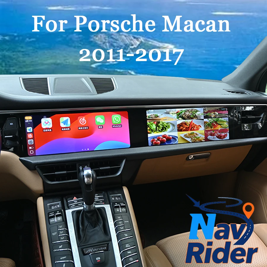 Multimedia Video Player Radio Head Unit Carplay For Porsche Macan 2011-2017 Dual Android Screen 2din Car GPS 8G+256GB Navigation