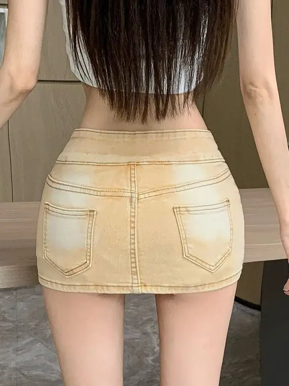 Nowa damska spódnica jeansowa z niskim stanem