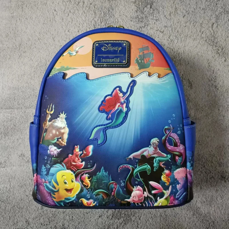 Genuine Disney Loungefly Backpack Mermaid Cosplay Backpack Cute Mini Student Backpack Children Backpack Girlfriend Birthday Gift