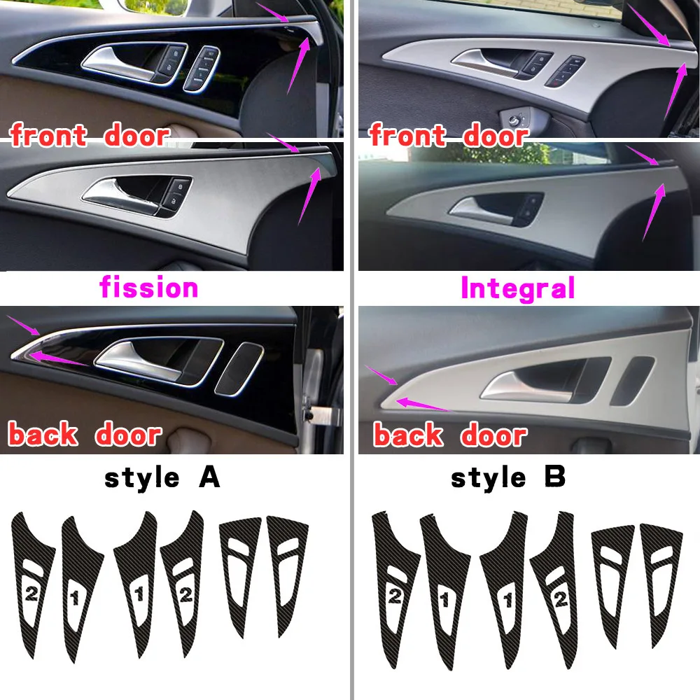 Für Audi A6 C7 2012-2018 Innenraum Mittelkonsole Türgriff 3D/5D Carbonfaser-Aufkleber, Auto-Styling-Zubehör – Detail 2