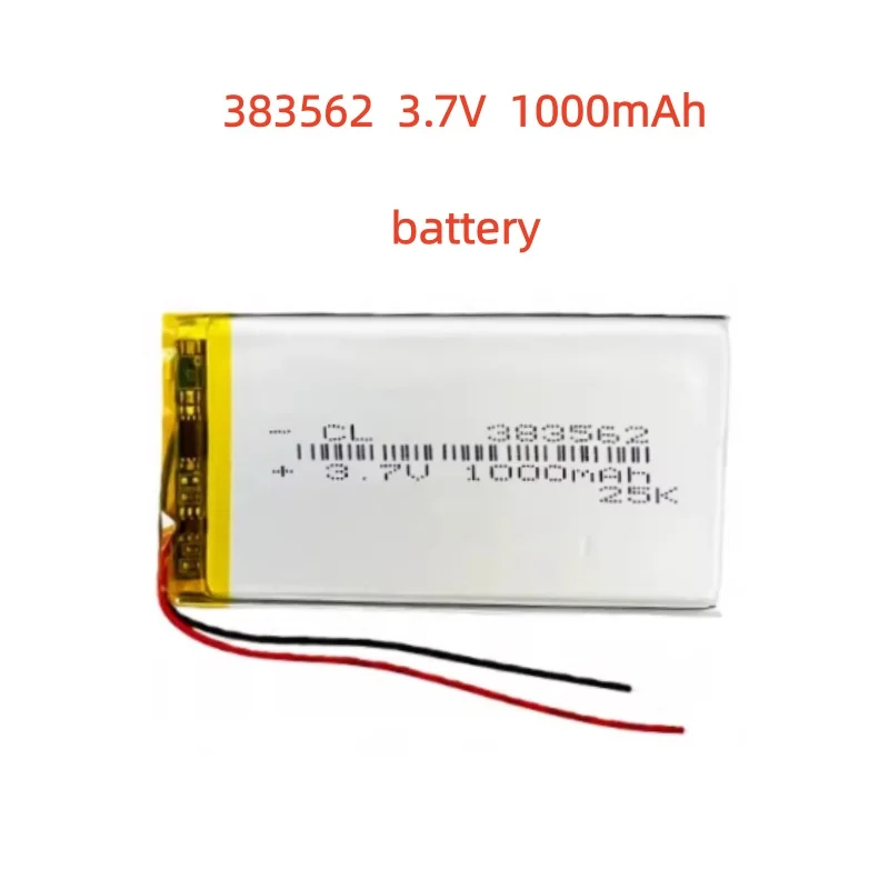 

3.7V 1000 mAh Polymer Li Lithium Battery Lipo 383562 For GPS MP4 Camera Driving Recorder LED Light DashCam Bluetooth Speaker