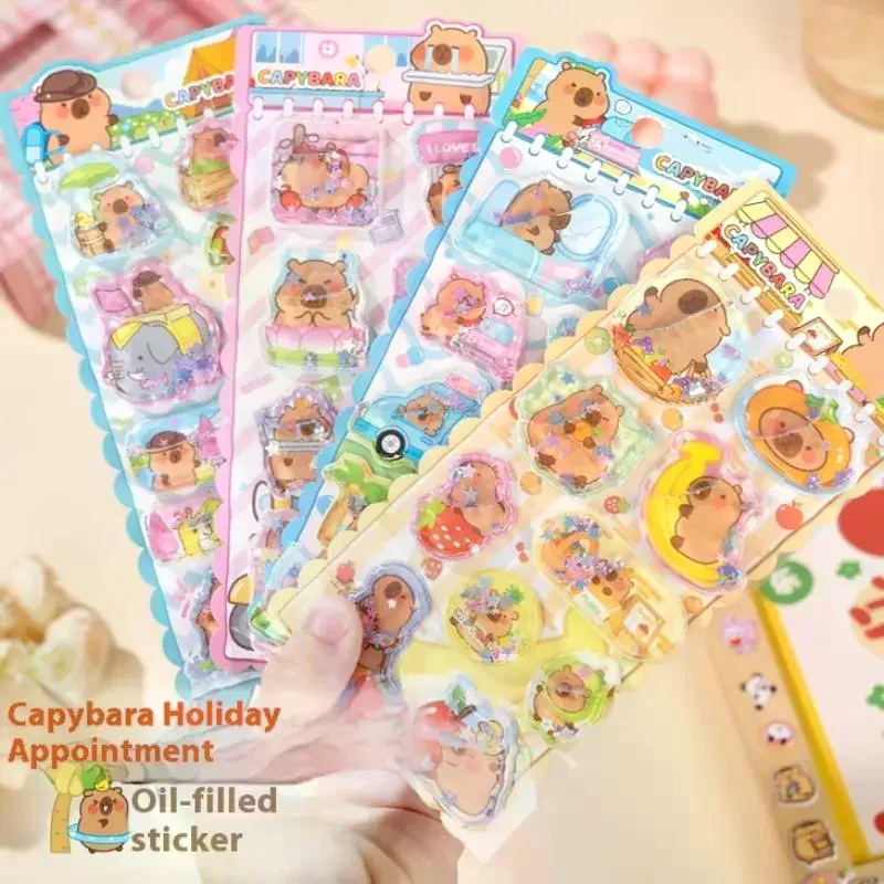 

Kawaii Capylara 3D Stickers Scrapbooking Diy Three-dimensional Shake Crystal Sticker Cute Stationery Diary School Prizes Gift ﻿