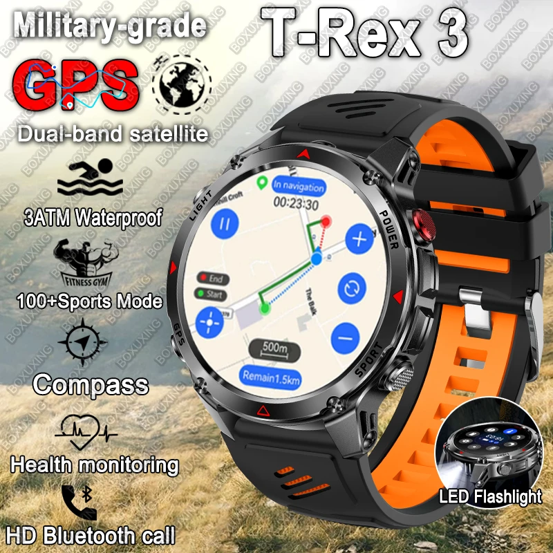 

2025 New GPS Sports Smart Watch Support GNSS 3ATM Waterproof Outdoor Ride Run Swim GPS Track Men Compass Altimeter Bracelets Men