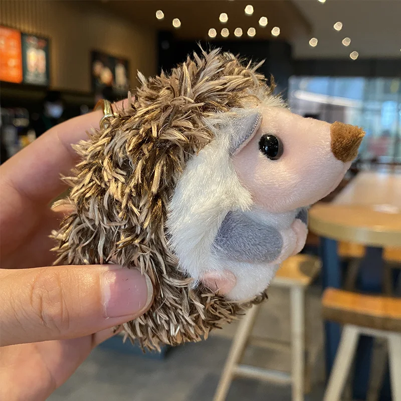 cute plush toy lovely cartoon animal sweet brown hedgehog soft small doll pendant key ring birthday Christmas gift