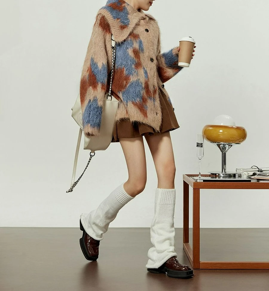 Suéter de malha cardigan feminino assimétrico design sentido casaco solto