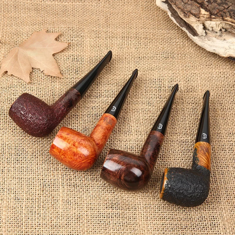 Multi Style Handmade Nature Solid Red Wood Straight Smoking Pipe Round Wood Tobacco Wooden Pipe