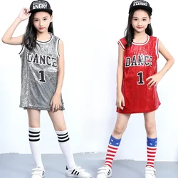 Child Stage Dance Wear Kid Hip-hop Hip Hop Jazz Dance Costume Sequin Latin Modern Dress Clothing Girl Cheerleading Uniform