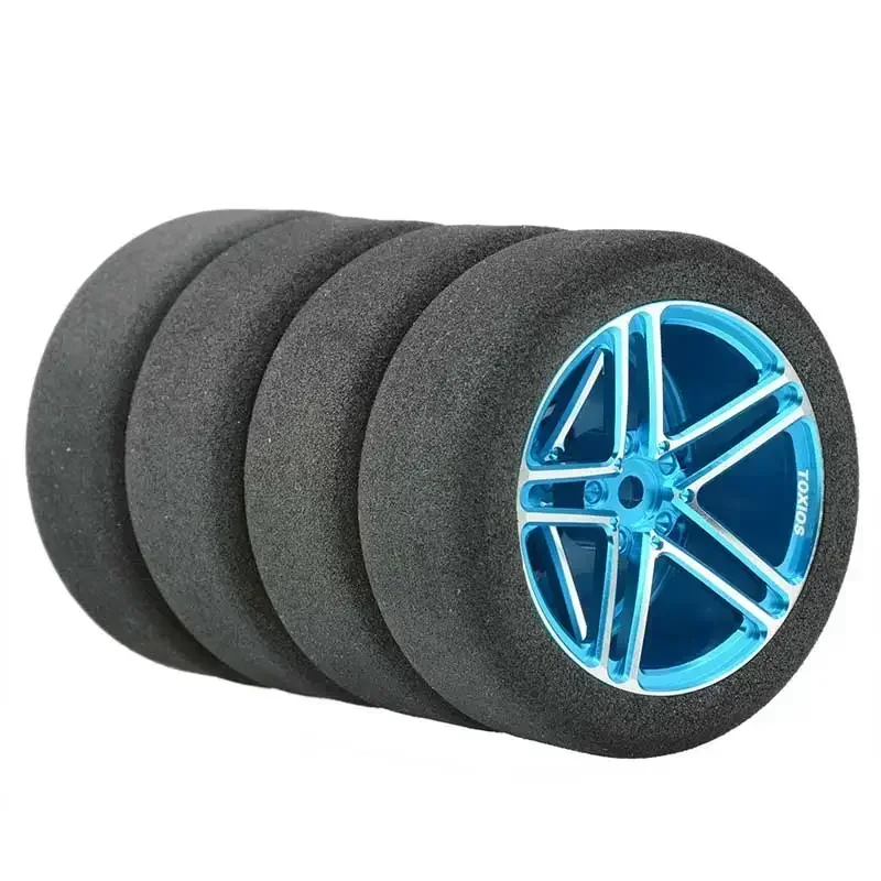 1/10 Scale Sponge Tires and Wheel Rims with 3mm Offset and 12mm Hex fit RC HSP HPI On-Road Racing Car Model Toys Accessory