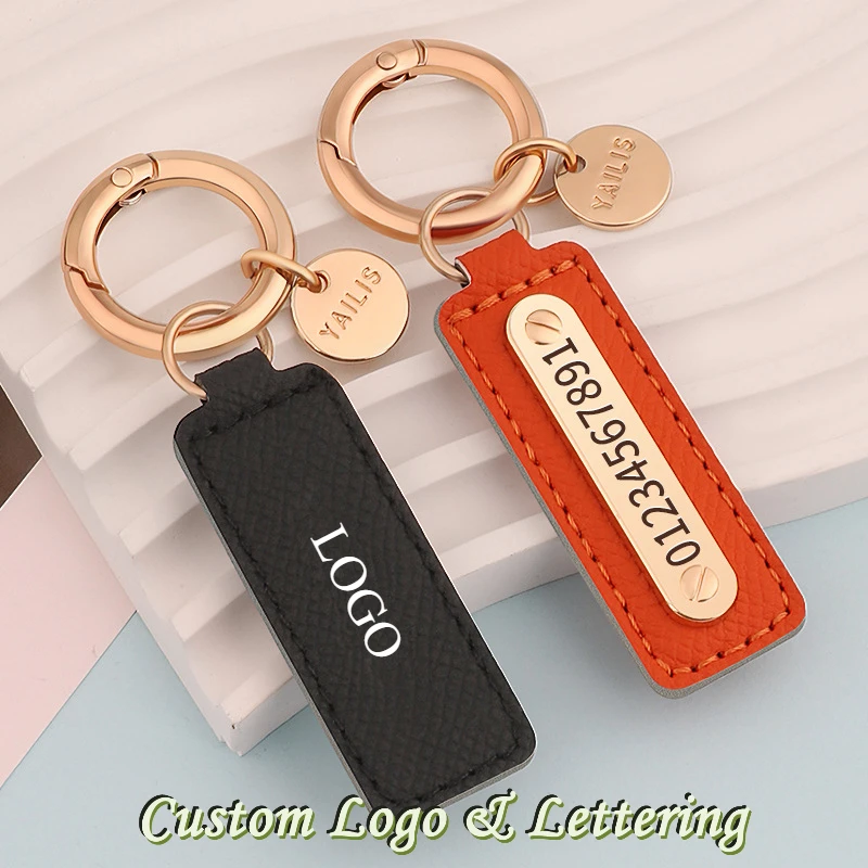 Anti-loss Number Key Ring Card Key Chain Pendant for Men and Women Couples Car Keychain Gifts PU Leather Metal