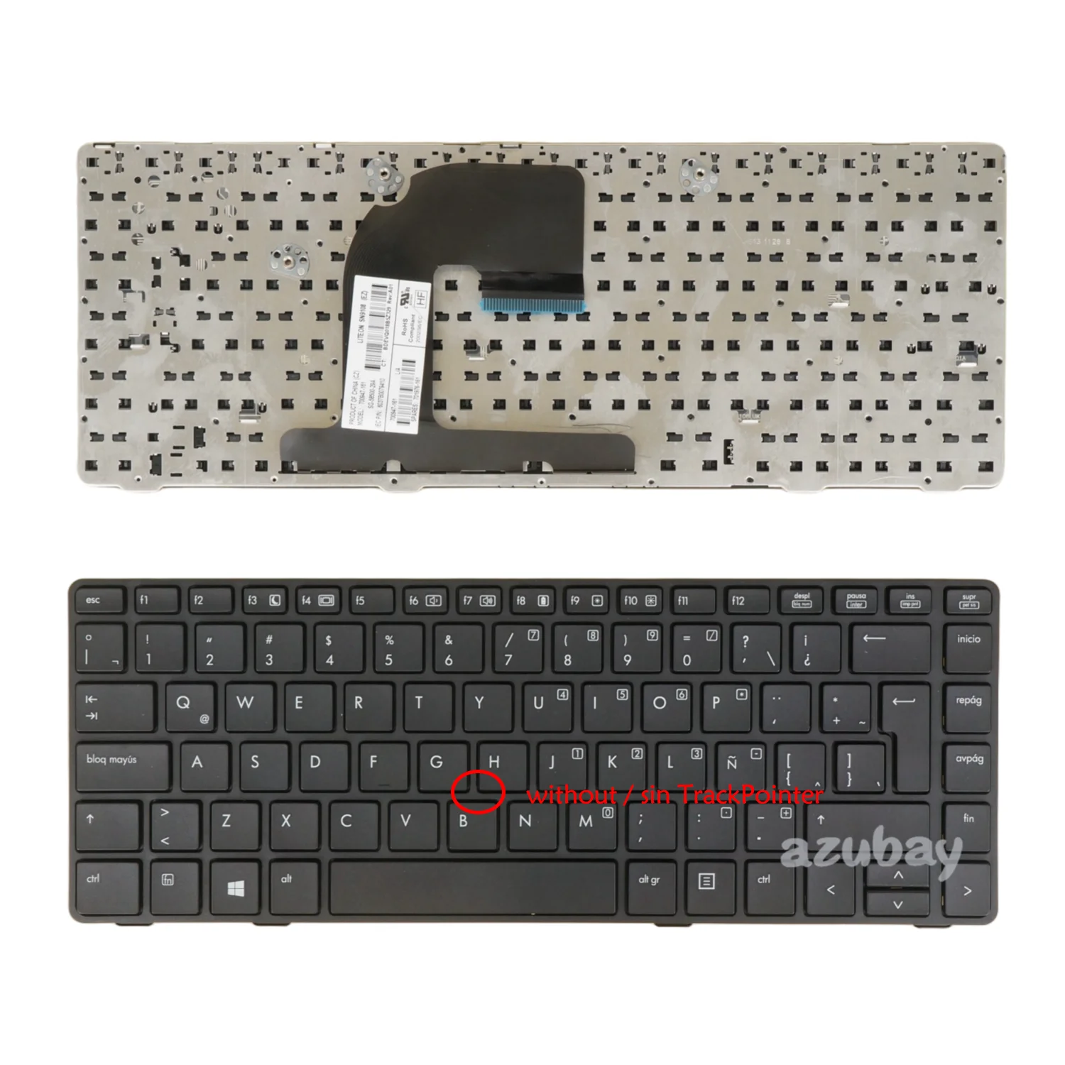 Spanish La Keyboard for Hp Laptop 700945- 702651- 642760- 635768- 700947- 701976- V119026Ak4 Sn9108, Probook 6460B 6465B 6470B 6475B Elitebook 8460P 8460W 8470P 8470W, Probook 6460B 6465B 6470B 6475B Without Trackpointer