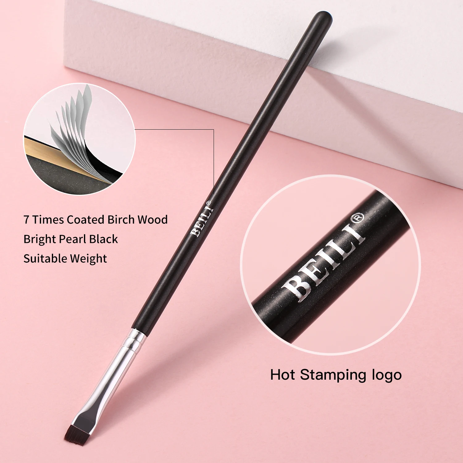 Pennelli per trucco per sopracciglia neri BEILI pennelli per Eyeliner professionali singoli strumenti per il trucco