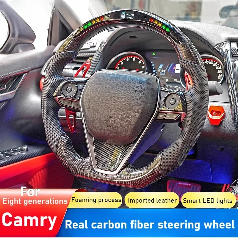 

For 2018-2023 8th Generation Camry LED Carbon Fiber Steering Wheel Replacement Modified Exterior Accessories