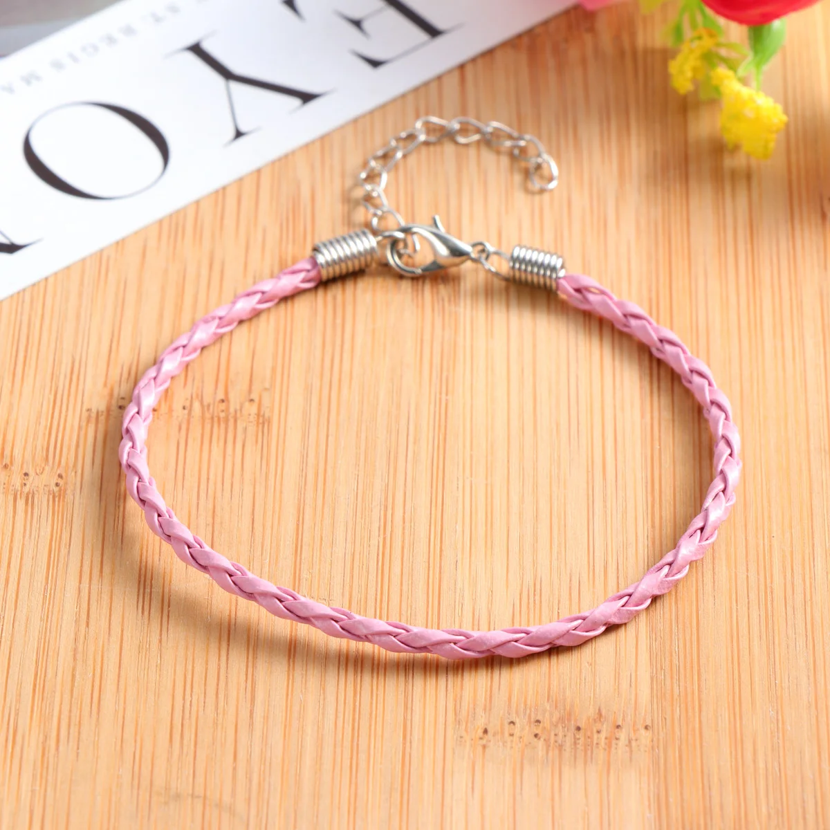 50pcs 3MM Bracelet Making Cord Multi Color Plaited Bracelet Cords Ropes Charms with Lobster Claw Clasp for Bracelets Jew