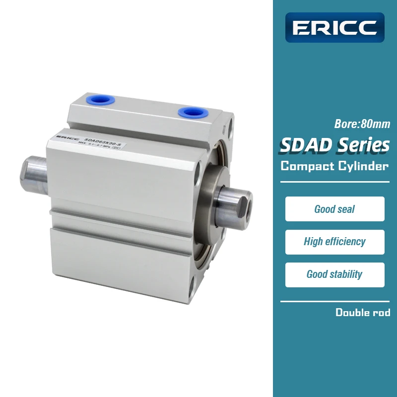 

SDAD series Double rod Compact Cylinder bore 80mm stroke 5~100mm SDAD80X50 SDAD80X75-B SDAD80X100-S-B