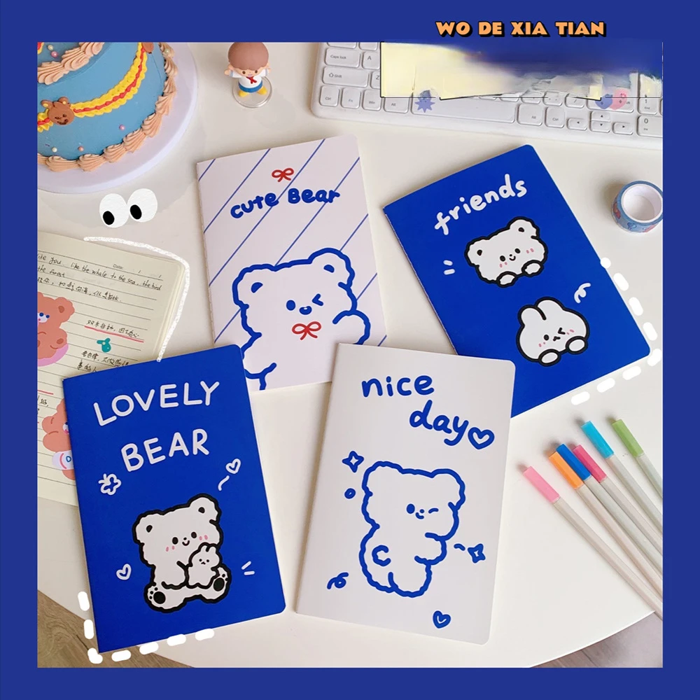 Kawaii Cartoon Little Bear Notebook Writing Notebook Diary Horizontal Line Book Office School Supplies Stationery