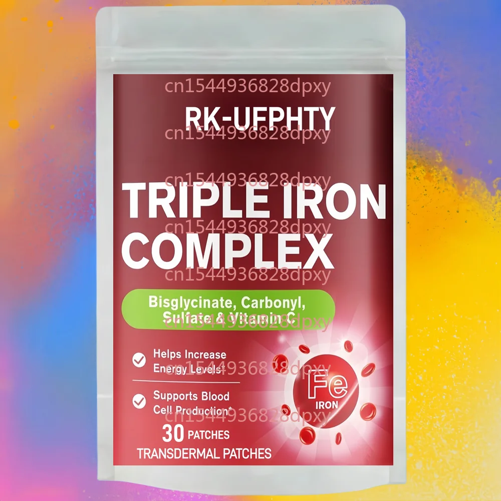 

30 Patches Iron Transdermal Patches for Women & Men with Vitamin C, Enhanced Absorption, Energy, Red Blood Cell Support