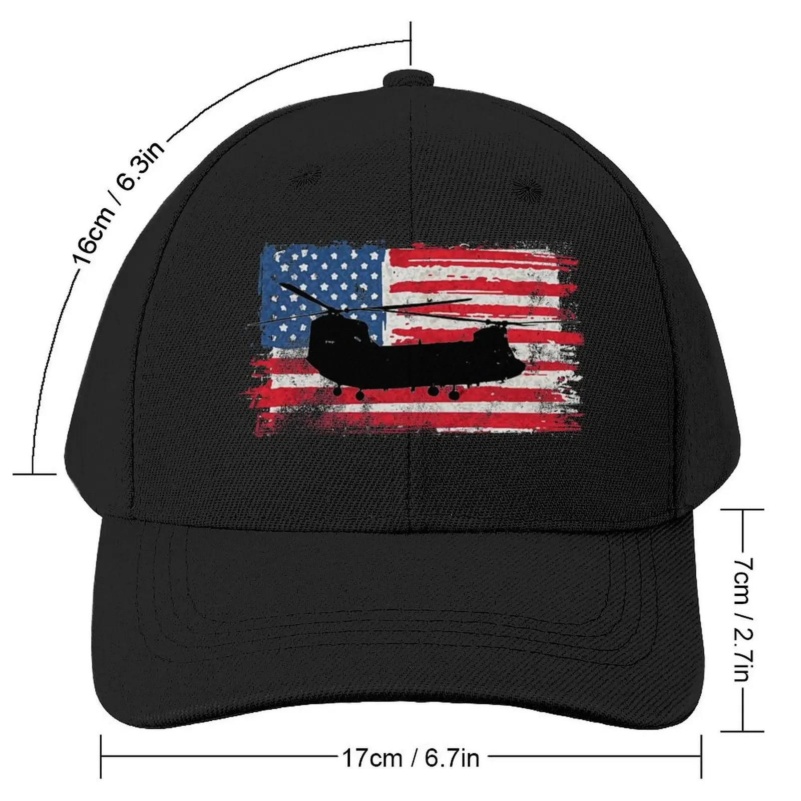 Chinook CH-47 Helicopter US Military on Vintage Flag Baseball Cap Rugby derby hat Men's Women's