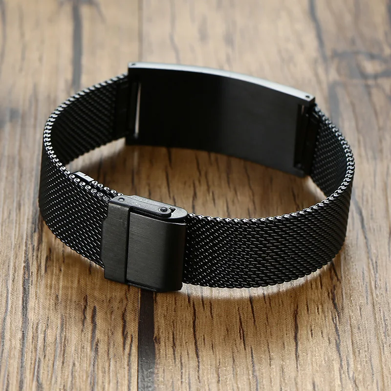 Vnox-pulsera de acero inoxidable para hombre, brazalete negro personalizado con correa ajustable, regalo para el Día del Padre, 20mm TO MY DAD