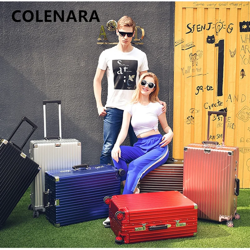 

COLENARA Suitcase Full Aluminum Magnesium Alloy Boarding Box Large Capacity Trolley Case Men's Business20"24"26"29"30 Luggage