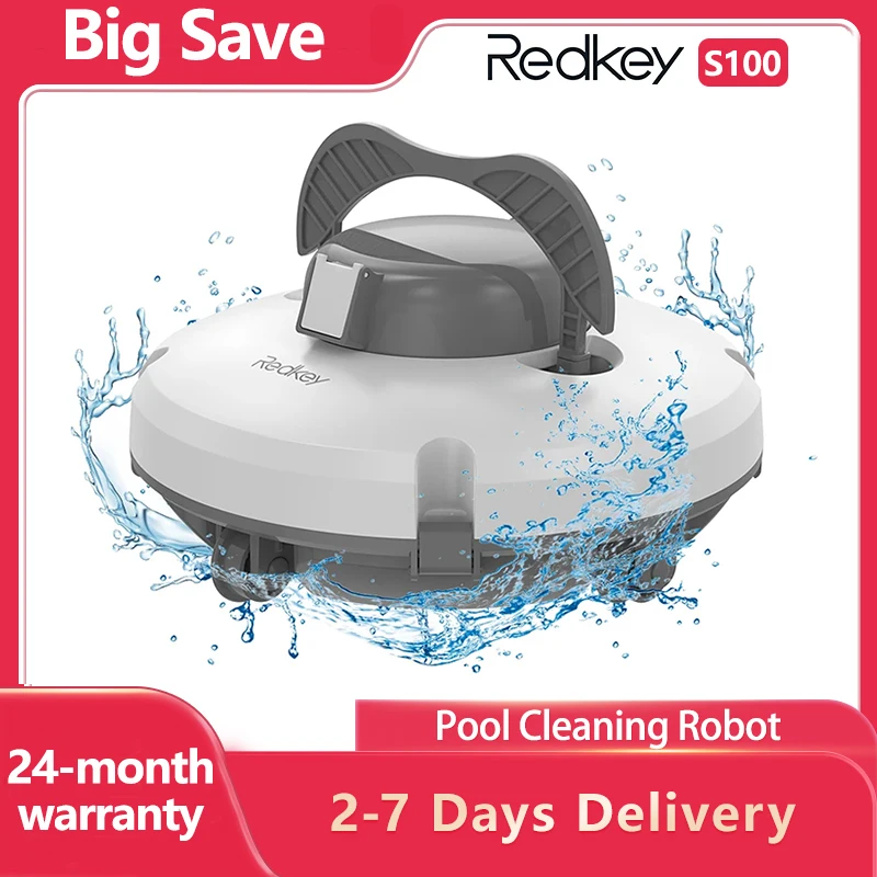 Redkey S100 Roboter-Poolreiniger, kabellos, 28 W, 5200 mAh, 130 Min., 180 μm Filtration,