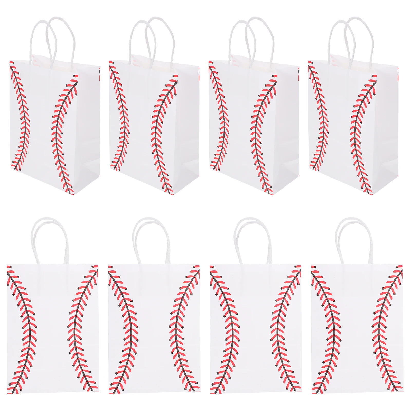 

12 Pcs Gift Bags Baseball Treat Goody Large Medium Kraft Paper Candy Reusable Portable Presents Wrapping Travel Shopping