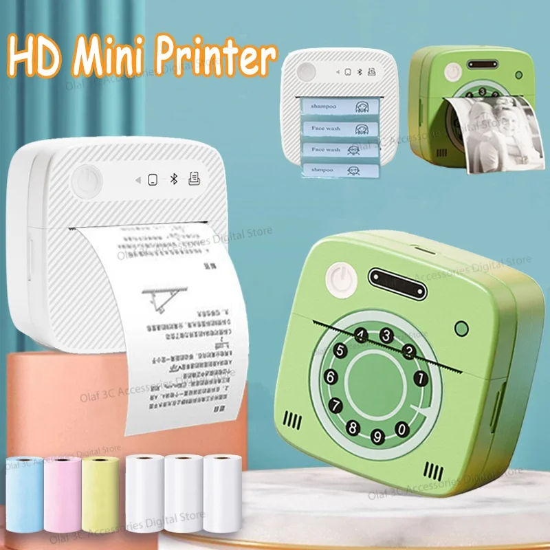 Label Mini Thermal Printer Portable Photo Pocket Printers Adhesive Sticker Maker Bluetooth Inkless Impresora Portatil DIY Print