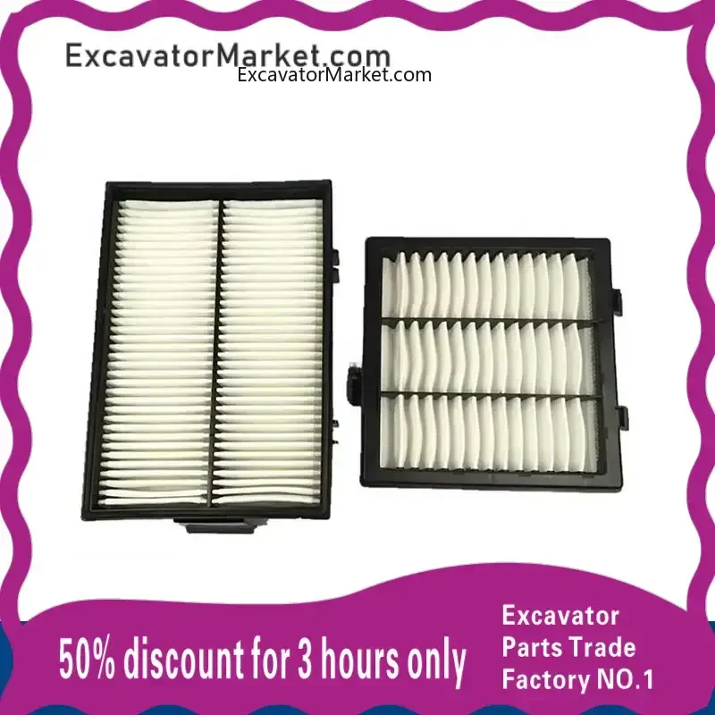 For Hitachi ZX130-5A 200 240 360 490-5G built-in external air conditioning element Filter mesh High quality Excavator Parts