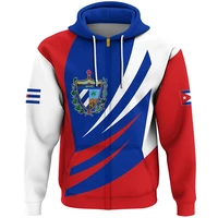 Sudaderas con capucha con cremallera y estampado 3D de mapa de la bandera de Cuba para hombre, ropa con emblema nacional cubano, chándal con capucha, sudadera con cremallera para niño a la moda, Tops para mujer
