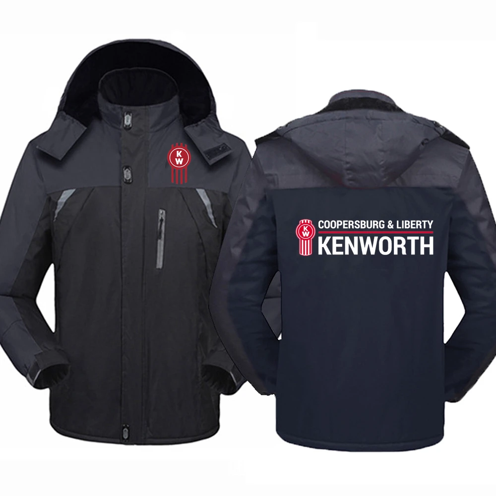 Inverno Novo Kenworth Logo Print Custom Made Spliced Homens Zipper Down Jacket Algodão Quente Engrossar Casual Moda Homem Mulheres Sportswea