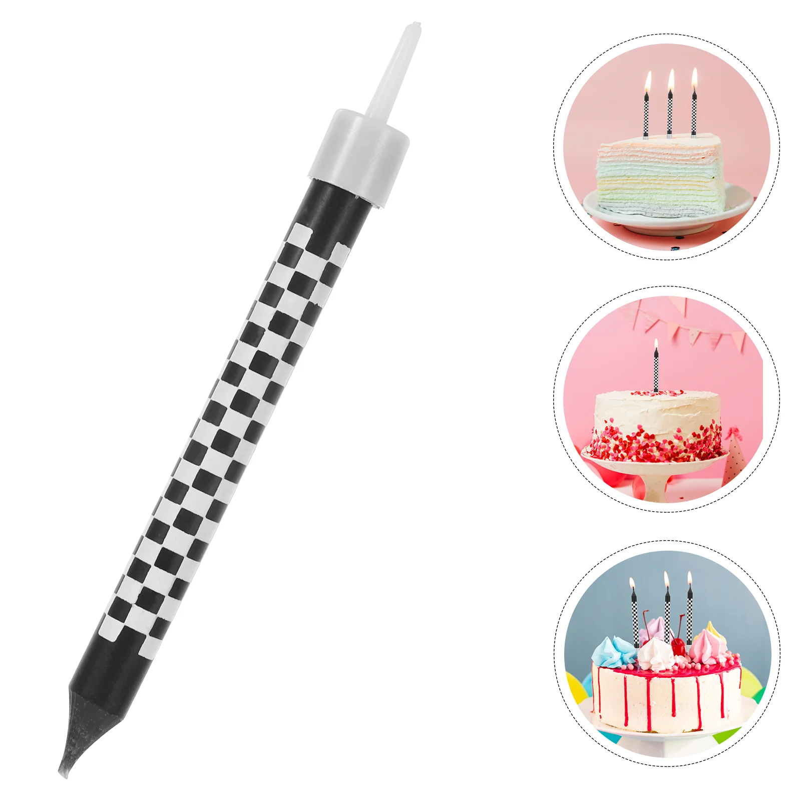 

12 Pcs Checkered Toppers Numbers Sparkly Happy Birthday Decorations for Cake Baking Candles Decorative Decorate