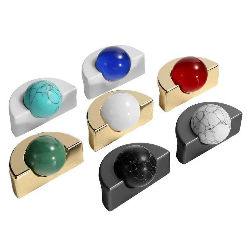 Nordic Creative Jade Cabinet Door Handle Modern Minimalist Light Luxury Color Natural Agate Drawer Wardrobe Drawer Pulls Knobs