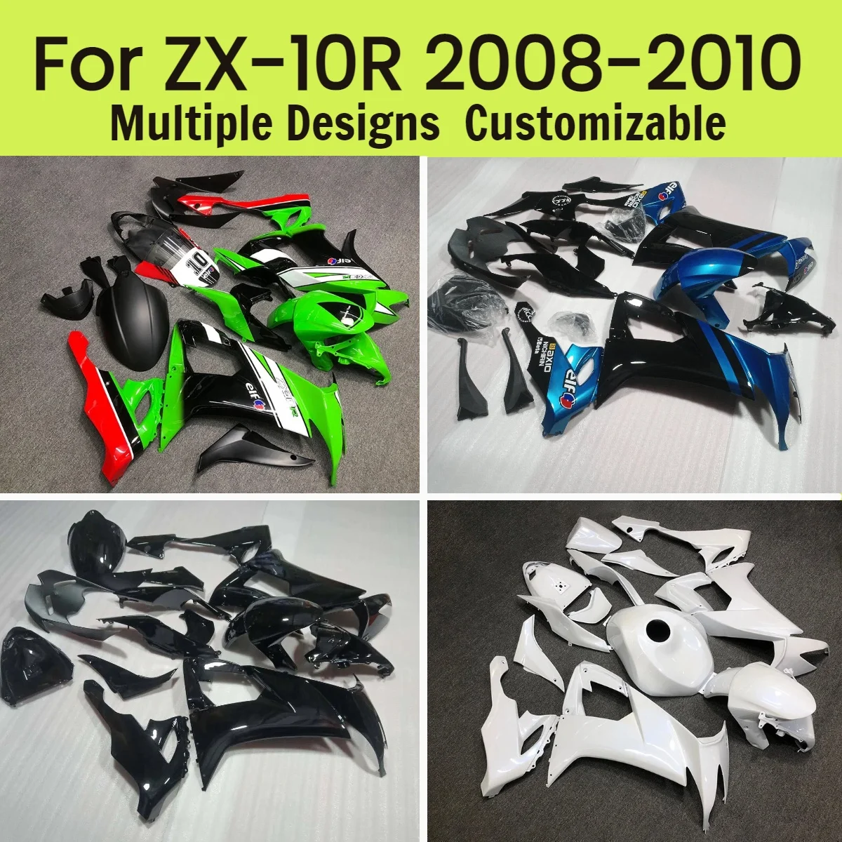 

Комплект пластиковых обтекателей из АБС-пластика для мотоцикла Kawasaki ZX10R 2008-2010 годов, литые обтекатели, комплект кузовных деталей