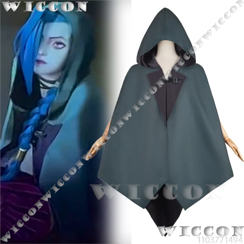 Jinx Arance S2 Cape Anime Game LOL League of Legends Cosplay Costume Gray Celadon Clock Women Girl Coat Holloween Customized