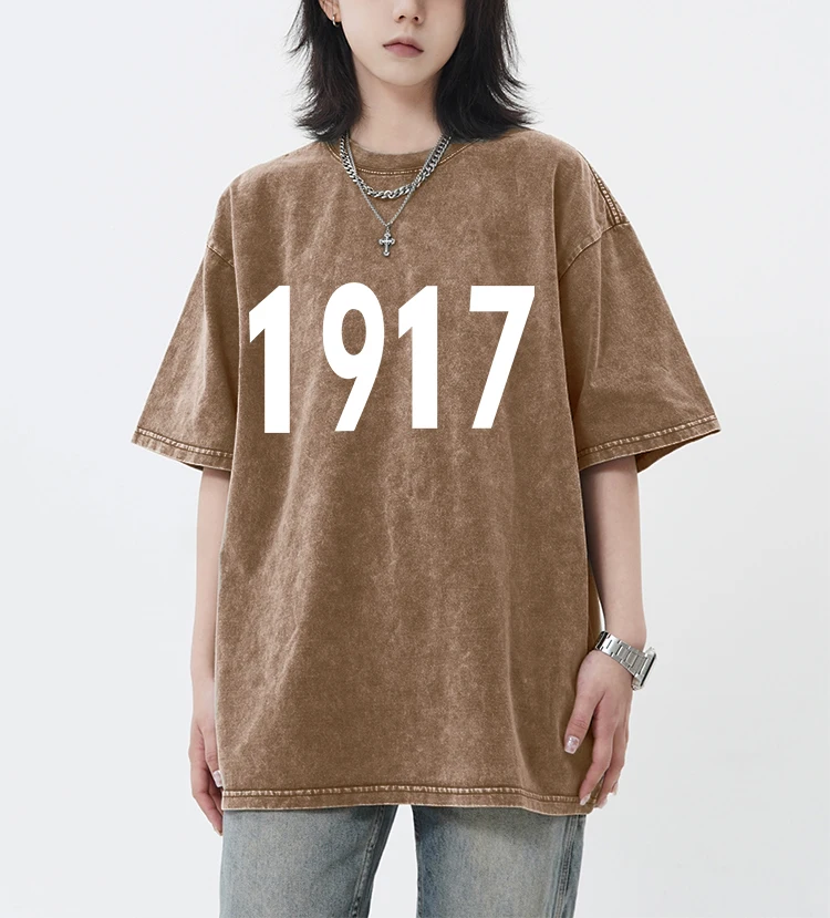 

Simple 17 Letter Design Snow Wash Women Tee Shirts Retro Summer T Shirt Casual Washed Clothes Unisex Cotton Short Sleeve