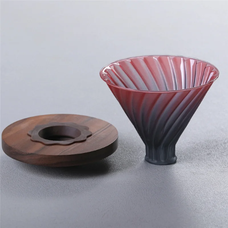 ABVI-プアオーバーコーヒーメーカーセット ホウケイ酸ガラス製 ポアオーバーコーヒー/ティーセット ウォールナットハンドル付き 高品質 高級 手作り