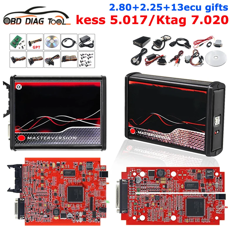 2024 Kess V5.017 2.80 Ksuit V2 KTAG 7.020 2.25 4 LED ECU Master Unlimited Online KESS Car TrucK ECU Chip Tool OBD2 Repair Kit