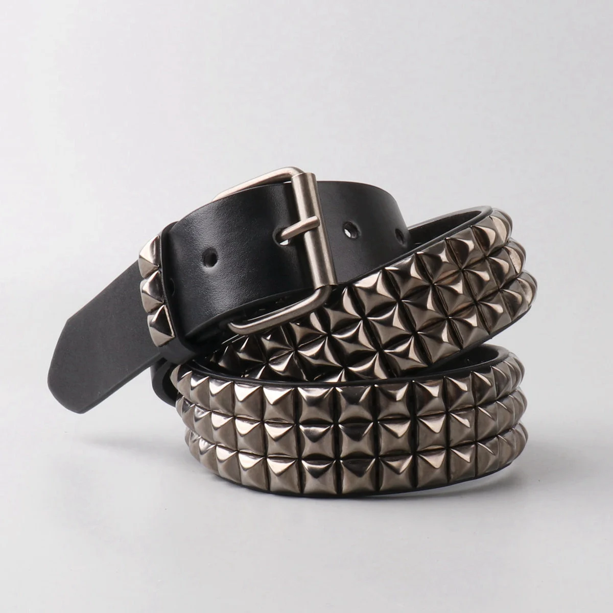 Fashion men's metal pin buckle PU riveted belt