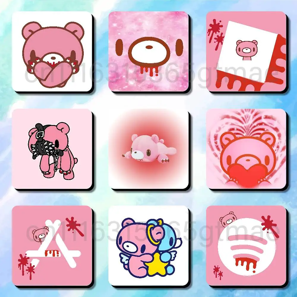 Kawaii G-Gloomys Cute Pink Bear 75x75mm Frigerator Magnet Square Stickers Personalize Fridge Refrigerator Wall Door Decoration