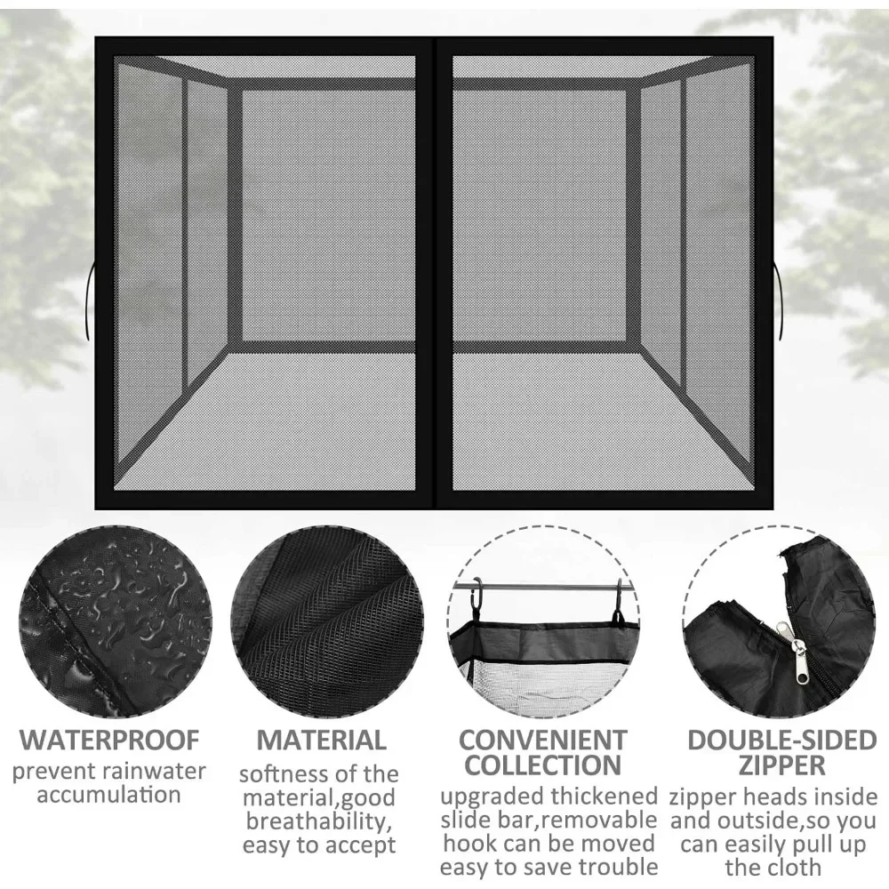 Universal Mosquito Net Substituição para Pátio Gazebo, Substituição Canopy, Camping, 4 Painel