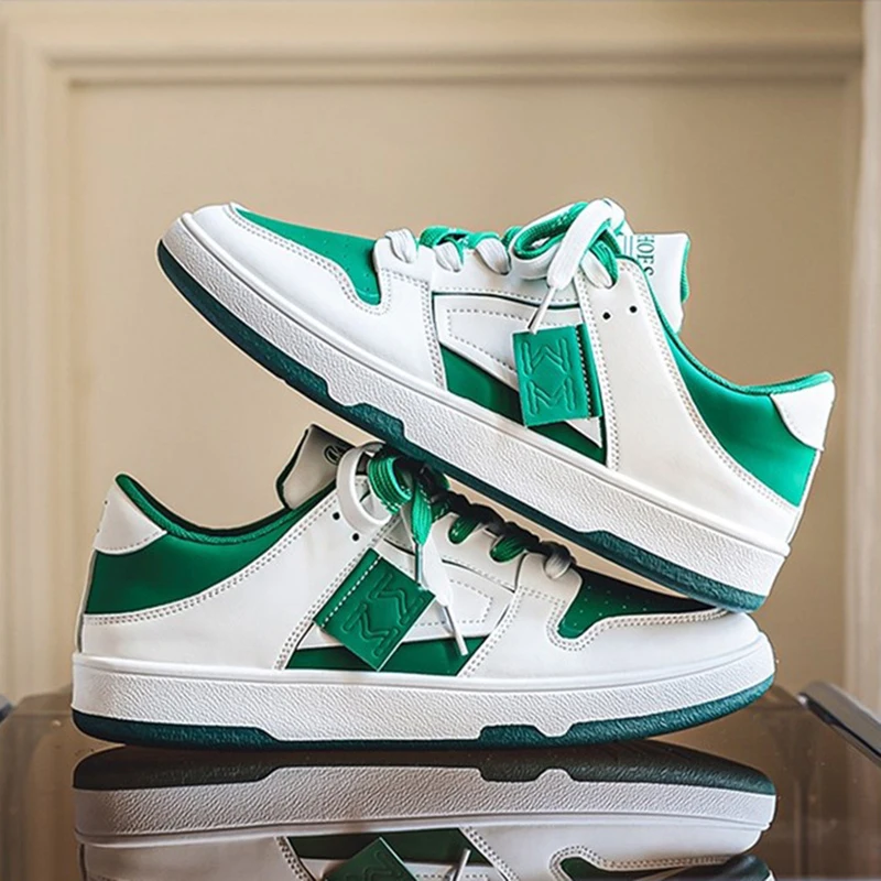 جديد 2025 أحذية رياضية كاجوال للرجال نعل سميك منخفض علوي قابل للتنفس مريح بمقدمة مستديرة كتلة ألوان نعل خارجي من المطاط الصناعي PU #4