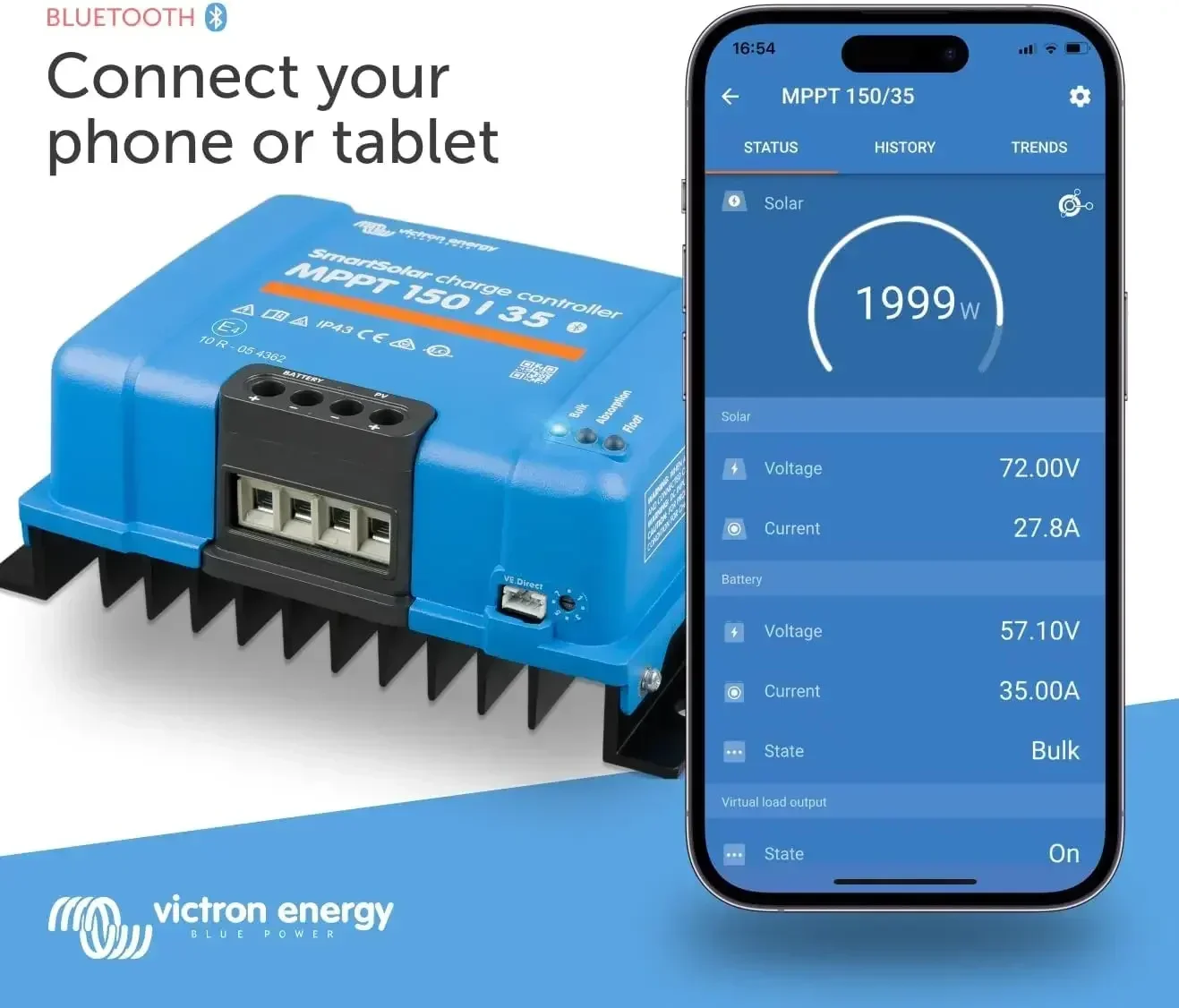 Best.Home.SmartSolar MPPT جهاز التحكم بالشحن بالطاقة الشمسية (بلوتوث) - وحدات التحكم في الشحن للألواح الشمسية - 150 فولت 35 أمبير 12/24/36/48 فولت
