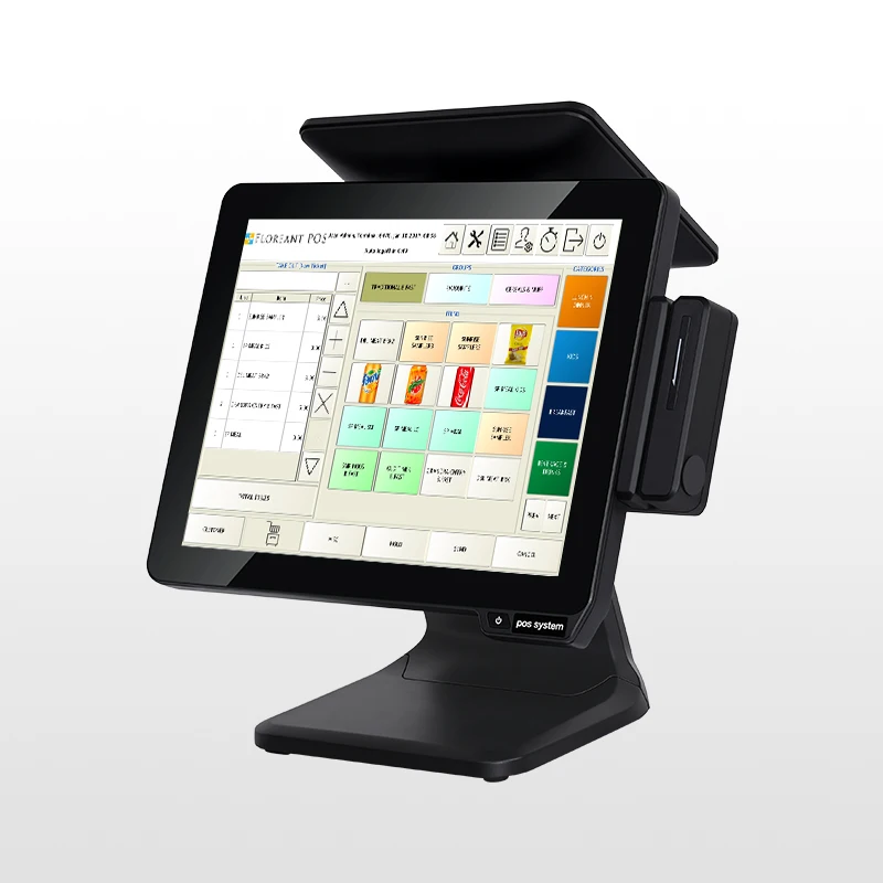 Supermarket 15Inch 9.7 Inch Dual Screen Point Of Sale All In One Pos Machine