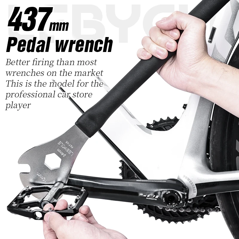 LEBYCLE Bike Pedal Wrench Extra Long Handle Sturdy Durable Cycling Pedal Spanner Install 15mm Tool Bicycle Accessories