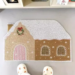 PVC Cute House Welcome Doormat Cuttable Entrance Mat Rug Carpet Anti Dust Door Floor Tidy Pad Hallway Outdoor Home Decor
