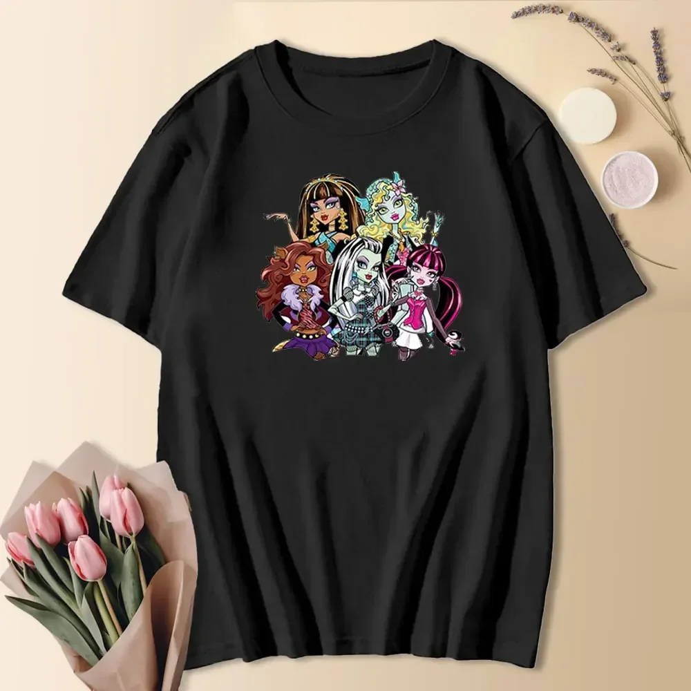 Classic Print Reveal The Secret Monster High T-shirt Summer Essential T Ees Women Vintage Streetwear Unisex Loose Cotton Tops