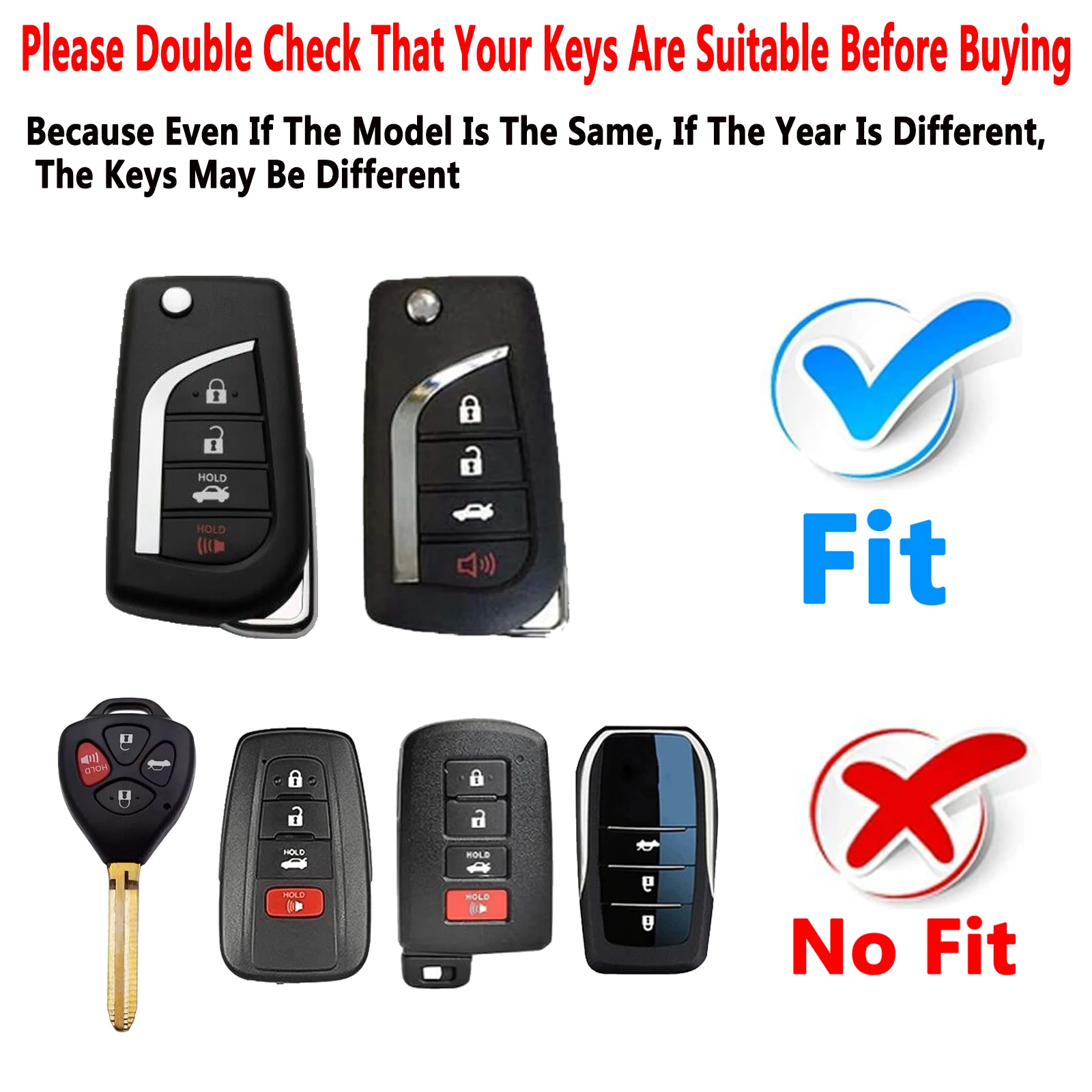 Key Fob Cover Case Compatible with Toyota Camry RAV4 Corolla C-HR Highlander Fortuner Accessories Shell