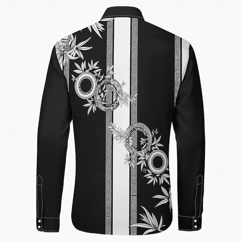 Fashion men's casual shirts soft and comfortable luxury designer bamboo black and white men's tops suit lapel plus size